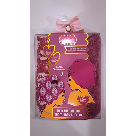 The Vintage Cosmetic Company Hair Turban Duo + Cosmetic Bag Set — Burgundy Cameo - Picture 7 of 8